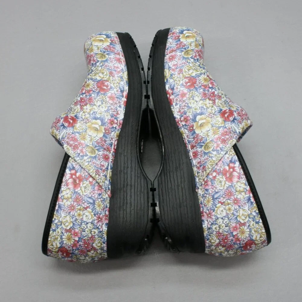 Skechers Ladies 9.5 Candaba Floral Multi Color Leather Nursing Work Clogs Shoes - Picture 12 of 12